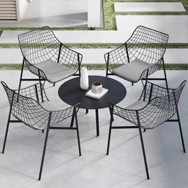 Modern Black Bistro Table Set 1/2/4/5 Pcs Metal Bistro Table and Chairs