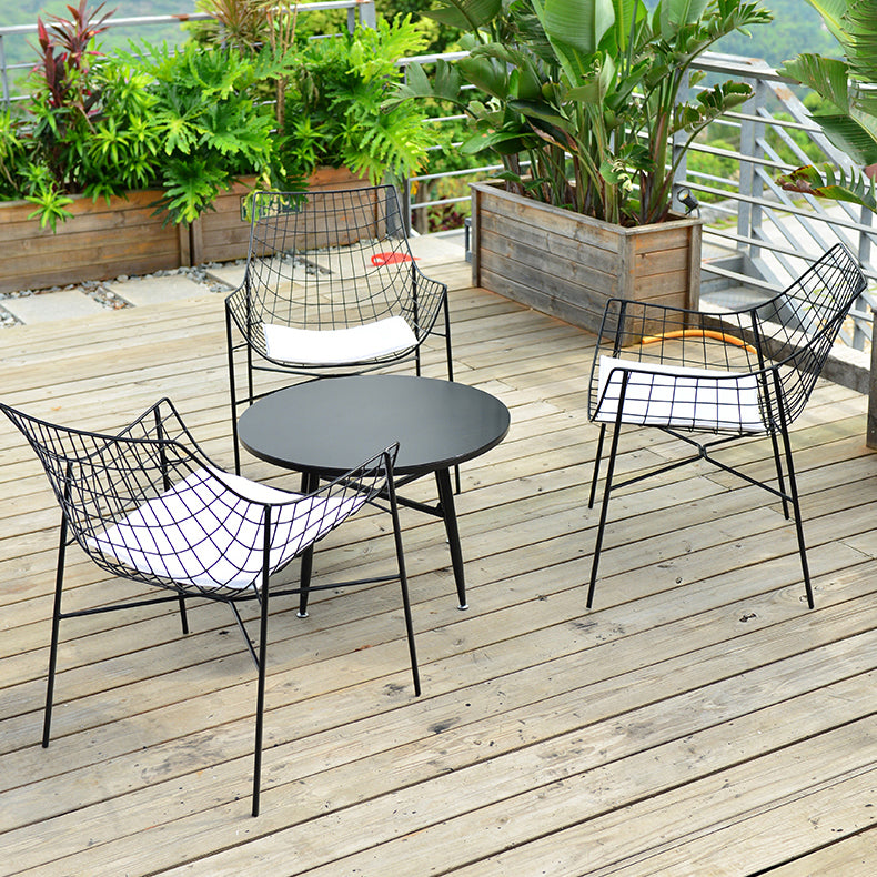 Modern Black Bistro Table Set 1/2/4/5 Pcs Metal Bistro Table and Chairs