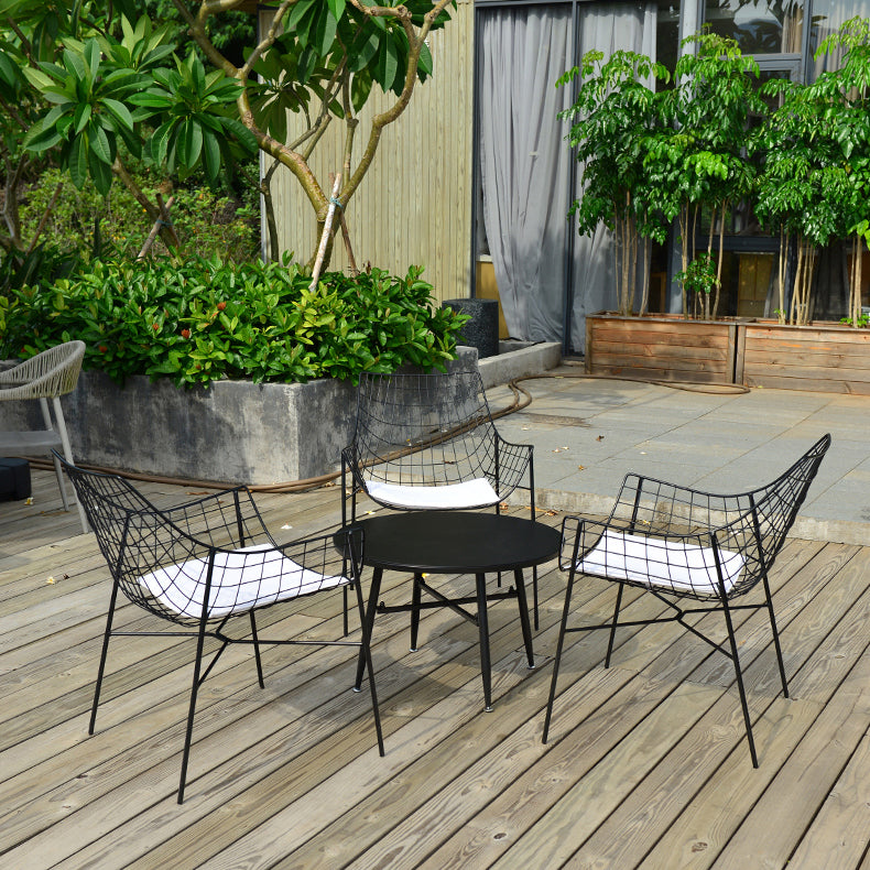 Modern Black Bistro Table Set 1/2/4/5 Pcs Metal Bistro Table and Chairs