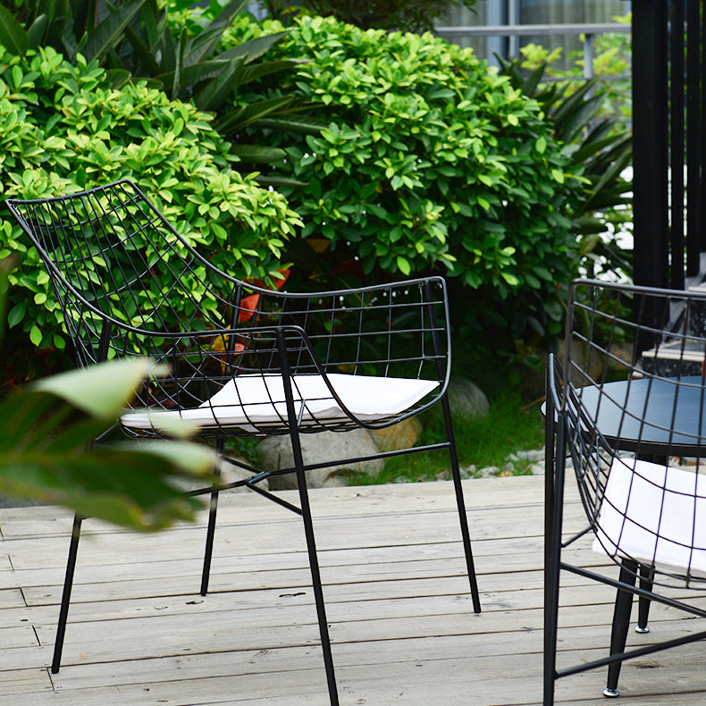 Modern Black Bistro Table Set 1/2/4/5 Pcs Metal Bistro Table and Chairs