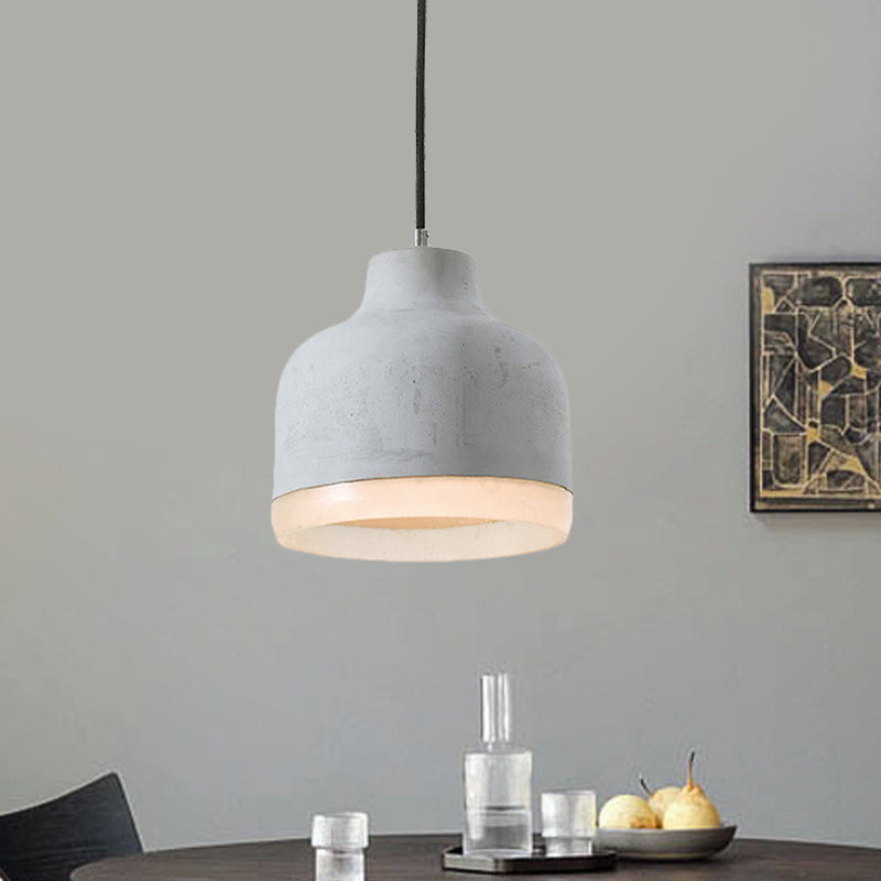 Cement Grey Hanging Lighting Cone/Bowl/Dome 1-Light Industrial-Style Resin Pendant Ceiling Lamp