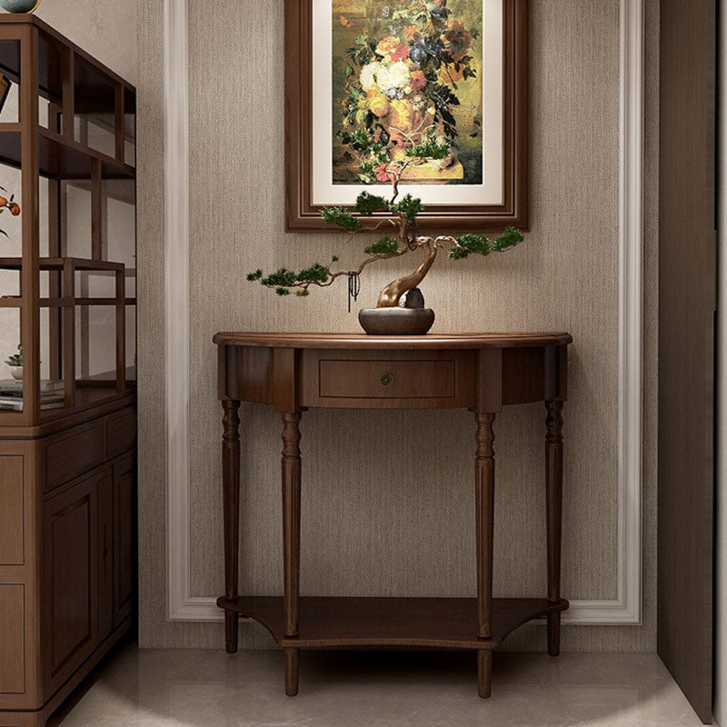 Mid Century Modern Accent Table Half Moon Wooden Console Table