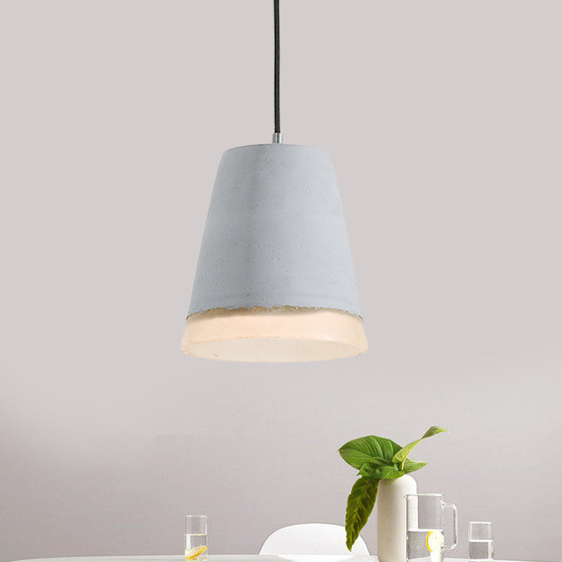 Cement Grey Hanging Lighting Cone/Bowl/Dome 1-Light Industrial-Style Resin Pendant Ceiling Lamp