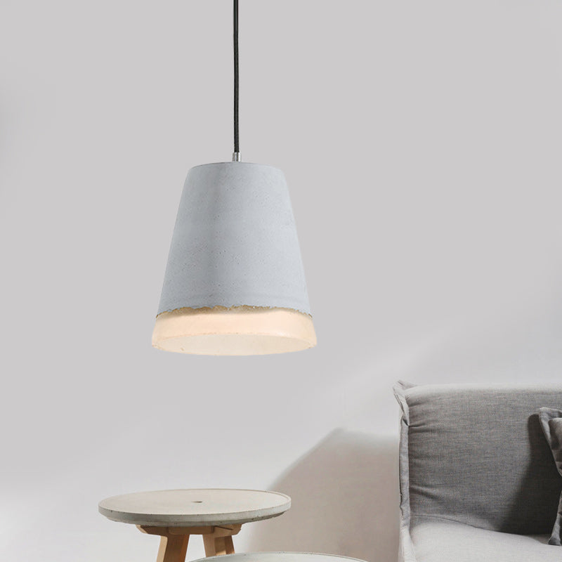 Cement Grey Hanging Lighting Cone/Bowl/Dome 1-Light Industrial-Style Resin Pendant Ceiling Lamp