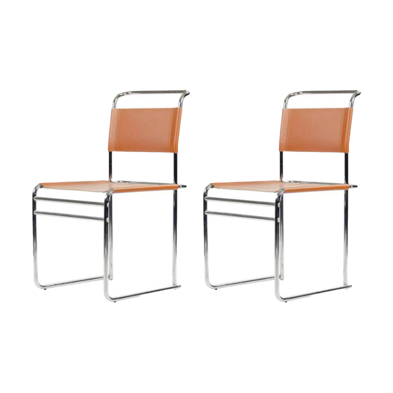 Modern Style Side Chair Faux Leather Armless Dining Chair for Kitchen