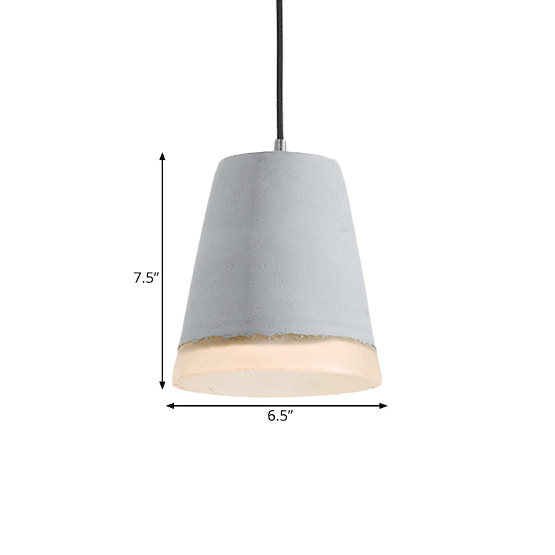 Cement Grey Hanging Lighting Cone/Bowl/Dome 1-Light Industrial-Style Resin Pendant Ceiling Lamp