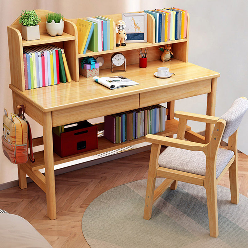 Solid Wood Adjustable Kids Desks 23.6"W Kids Writing Desk with drawers