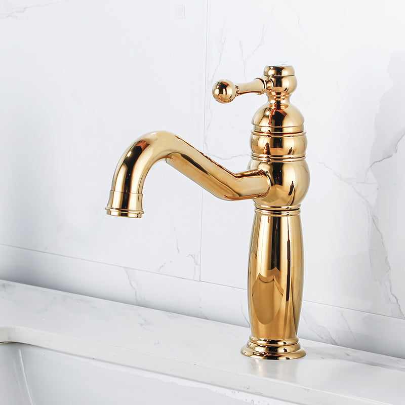 Traditional Vanity Sink Faucet Circular Single Lever Handle Vessel Sink Faucet