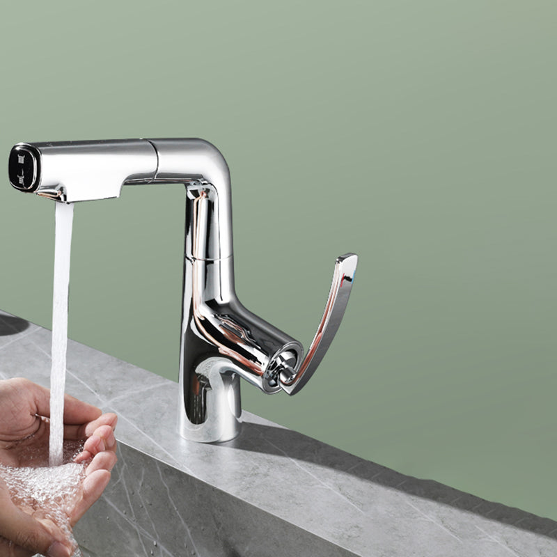Stainless Steel Bathroom Faucet Swivel Single Lever Handle Circular Vessel Sink Faucet