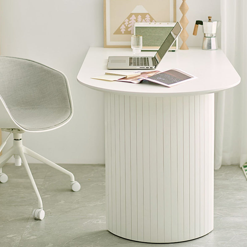 White Dinette Table with Pine Wood Base Modern Free Form Dining Table