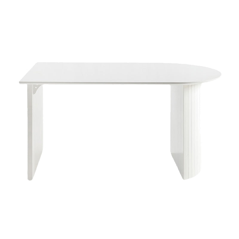 White Dinette Table with Pine Wood Base Modern Free Form Dining Table