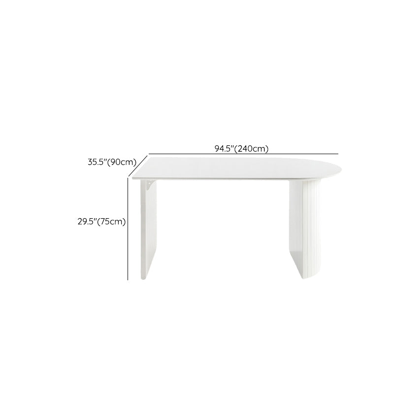 White Dinette Table with Pine Wood Base Modern Free Form Dining Table