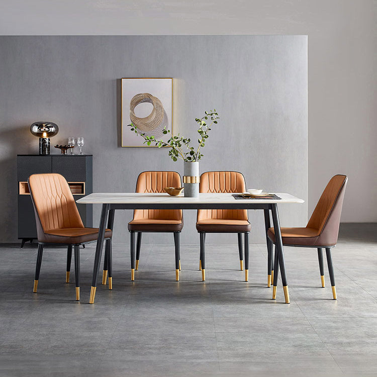 Matte Finish Stone Dinette Table Contemporary Rectangle Dining Table