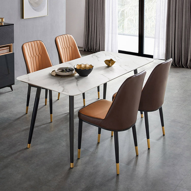 Matte Finish Stone Dinette Table Contemporary Rectangle Dining Table