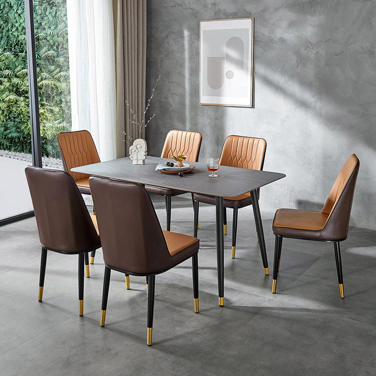 Matte Finish Stone Dinette Table Contemporary Rectangle Dining Table