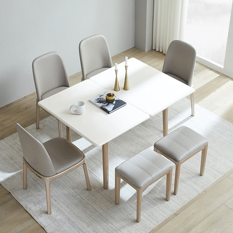 Modern Stone Scalable Dining Table Wood Legs for Dining Room