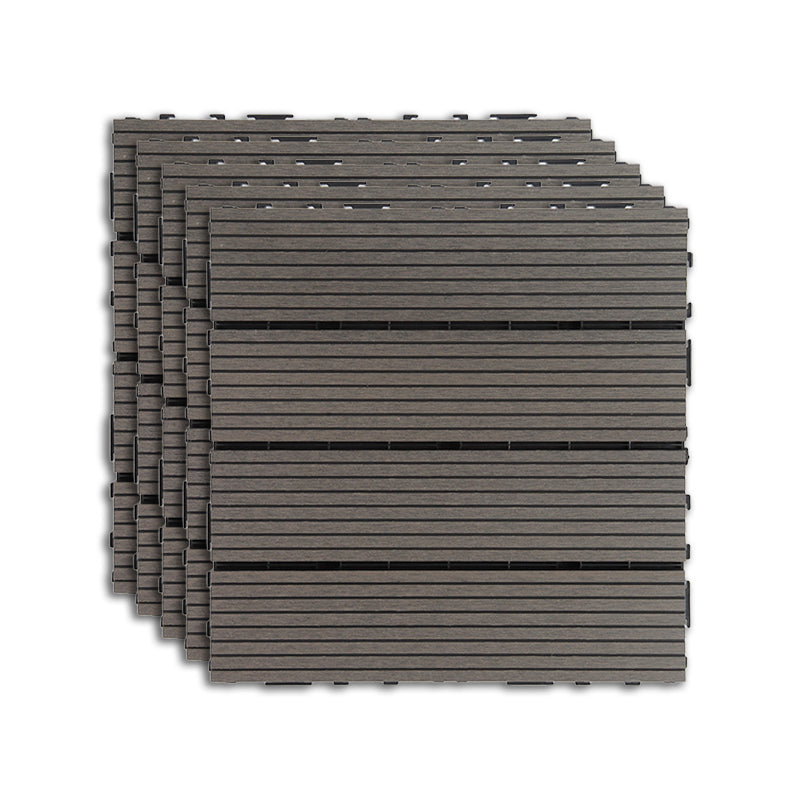 Outdoor Deck Tiles Striped Detail Composite Snapping Wooden Deck Tiles
