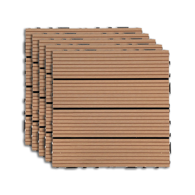Outdoor Deck Tiles Striped Detail Composite Snapping Wooden Deck Tiles