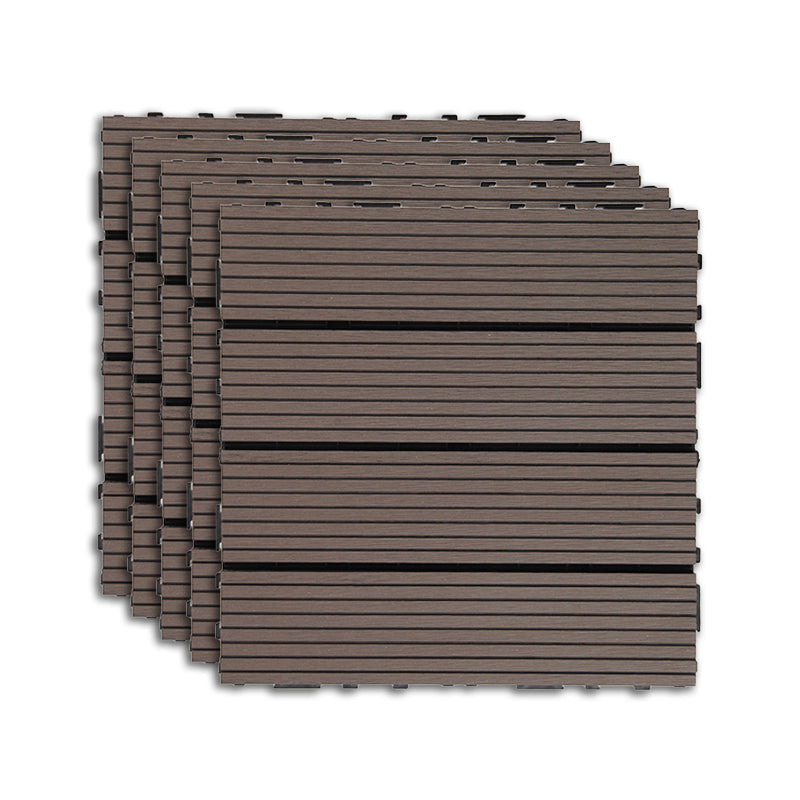 Outdoor Deck Tiles Striped Detail Composite Snapping Wooden Deck Tiles