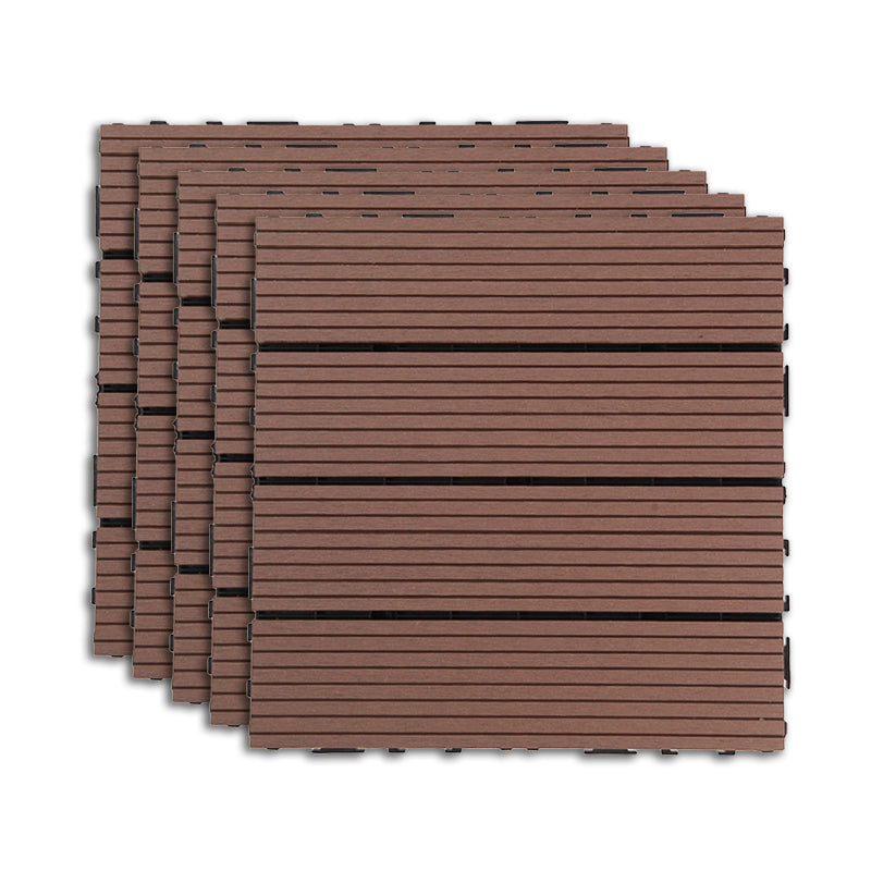 Outdoor Deck Tiles Striped Detail Composite Snapping Wooden Deck Tiles