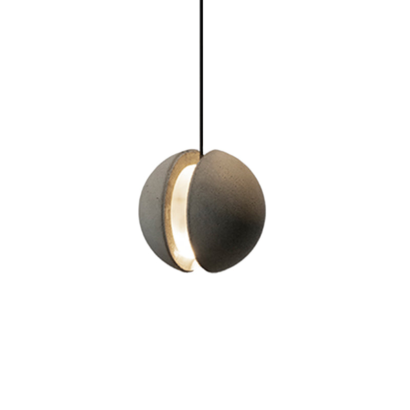 Sphere Cement Hanging Pendant Light Vintage 1-Light Living Room Ceiling Lamp in Grey