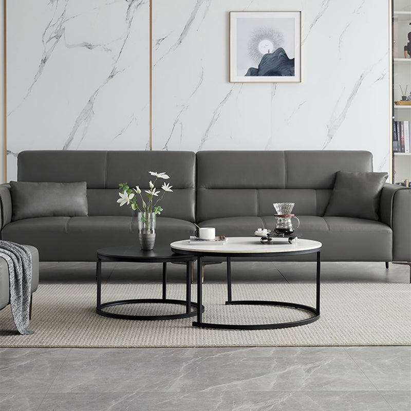 Minimalism Frame Cocktail Table Slate Top Coffee or End Table with Storage Drawers