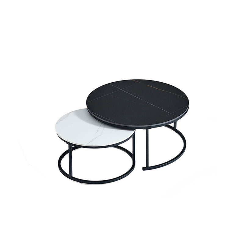 Minimalism Frame Cocktail Table Slate Top Coffee or End Table with Storage Drawers