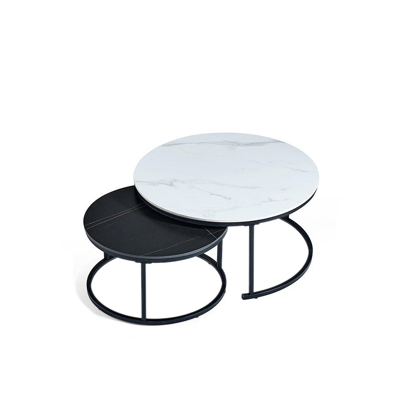 Minimalism Frame Cocktail Table Slate Top Coffee or End Table with Storage Drawers