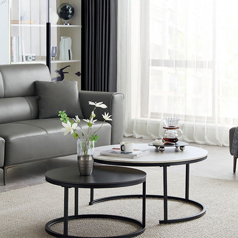 Minimalism Frame Cocktail Table Slate Top Coffee or End Table with Storage Drawers