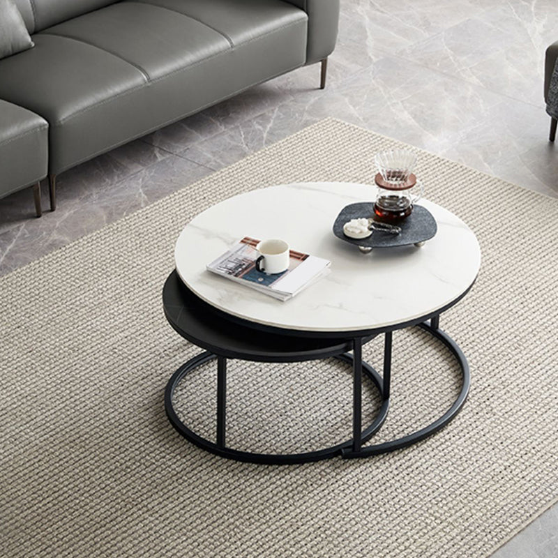 Minimalism Frame Cocktail Table Slate Top Coffee or End Table with Storage Drawers