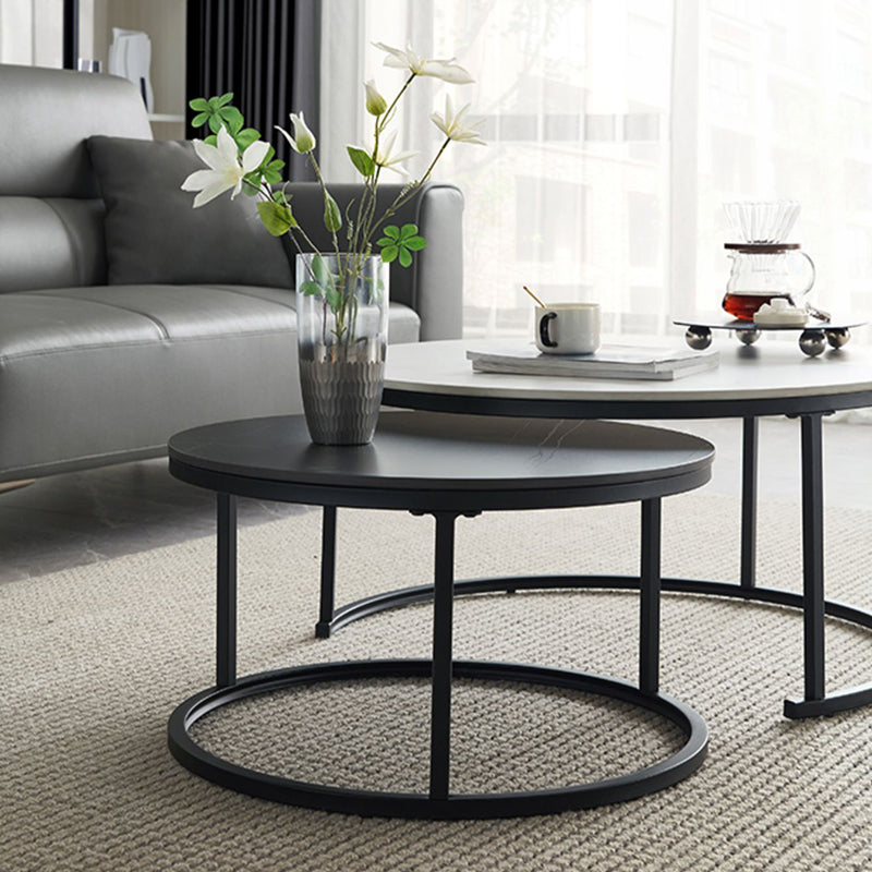 Minimalism Frame Cocktail Table Slate Top Coffee or End Table with Storage Drawers