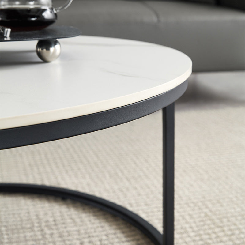 Minimalism Frame Cocktail Table Slate Top Coffee or End Table with Storage Drawers