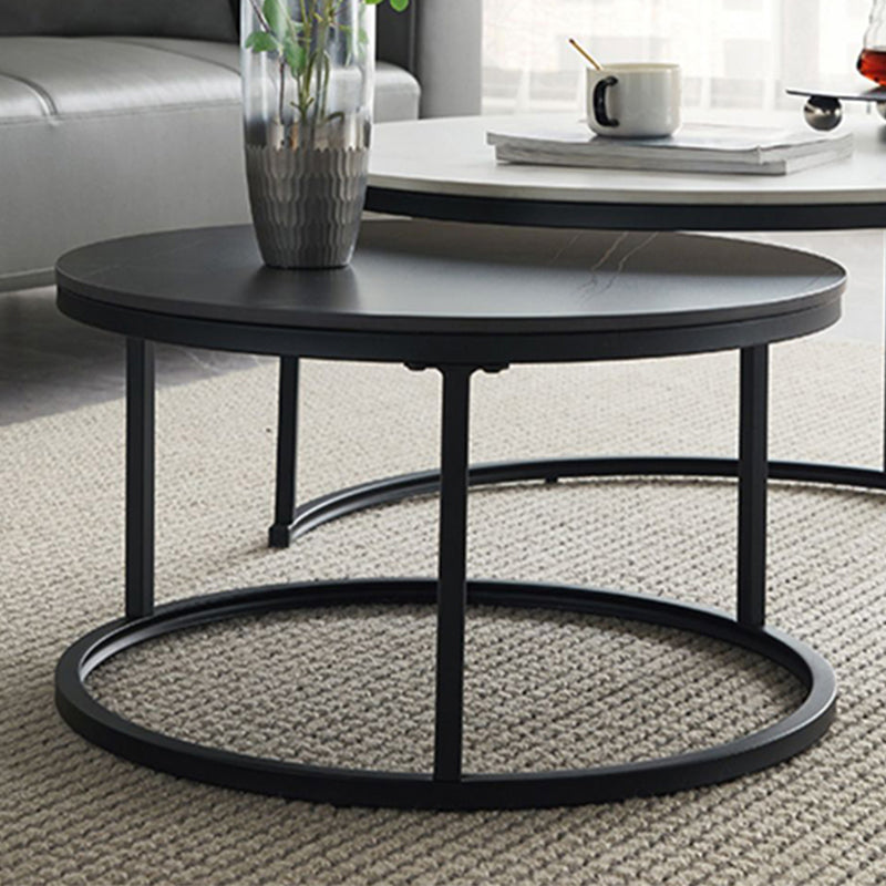 Minimalism Frame Cocktail Table Slate Top Coffee or End Table with Storage Drawers
