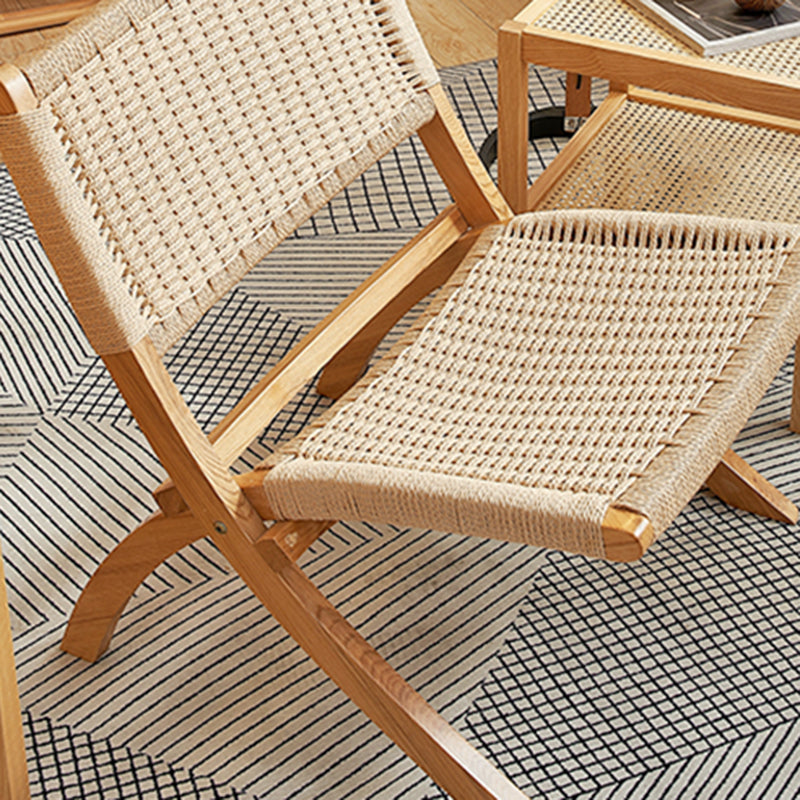 Solid Wood Chair Woven Back Lounge Accent Chair for Living Room