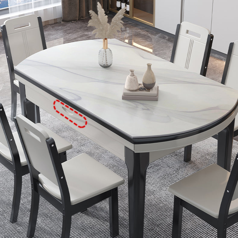 Modern Foldable Dining Set 1/7 Pieces White Dinette Set with Wooden Chairs