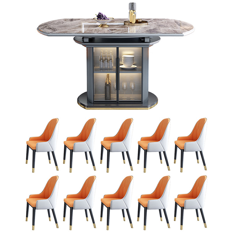 Modern Style Stone Furniture 1/5/7/9/11 Pcs Round Shape Dinette Table with Dining Chair