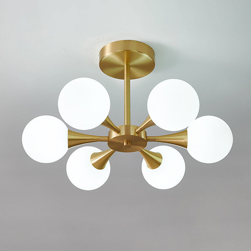 4/6-Light Golden Modern Flush Mount Lighting Glass Ceiling Light for Bedroom