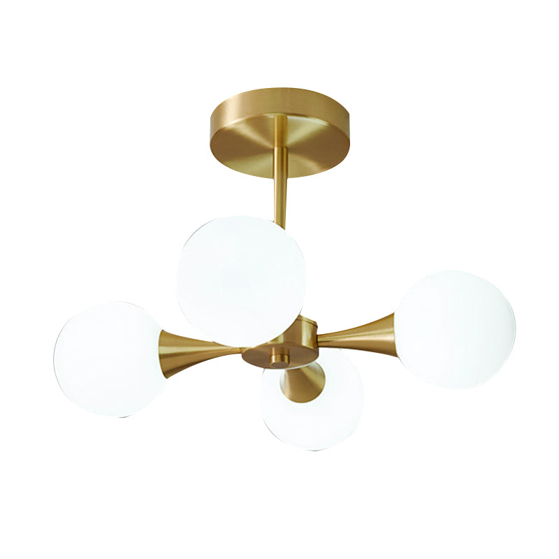 4/6-Light Golden Modern Flush Mount Lighting Glass Ceiling Light for Bedroom