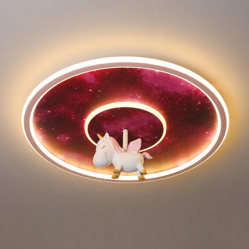 Cartoon Style Ceiling Light Circle Shape Ceiling Lamp for Children's Room