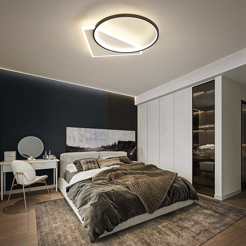 Metal Geometric Flush Mount Fixture Modern 2 Lights Flush Light Fixtures