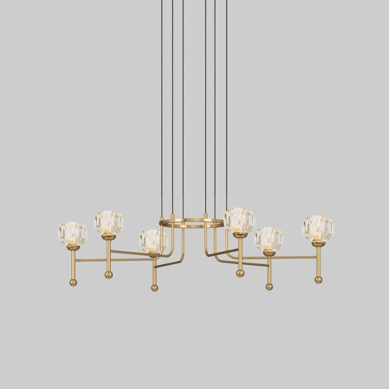 Crystal en laiton multi-plafond diamant 6/8-Bulb 27 "/ 31" de largeur moderniste à LED de la lampe