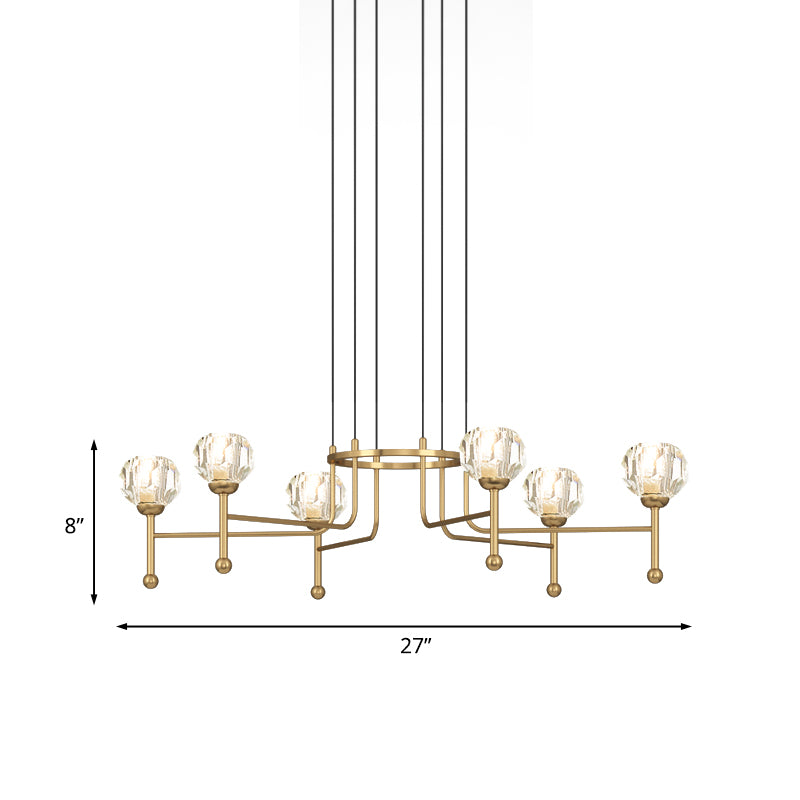 Crystal en laiton multi-plafond diamant 6/8-Bulb 27 "/ 31" de largeur moderniste à LED de la lampe