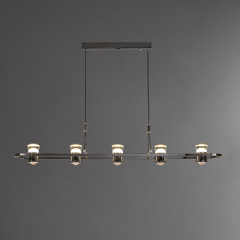 Contemporary Hanging Light Metal Island Light Fixture in Black for Dining Room
