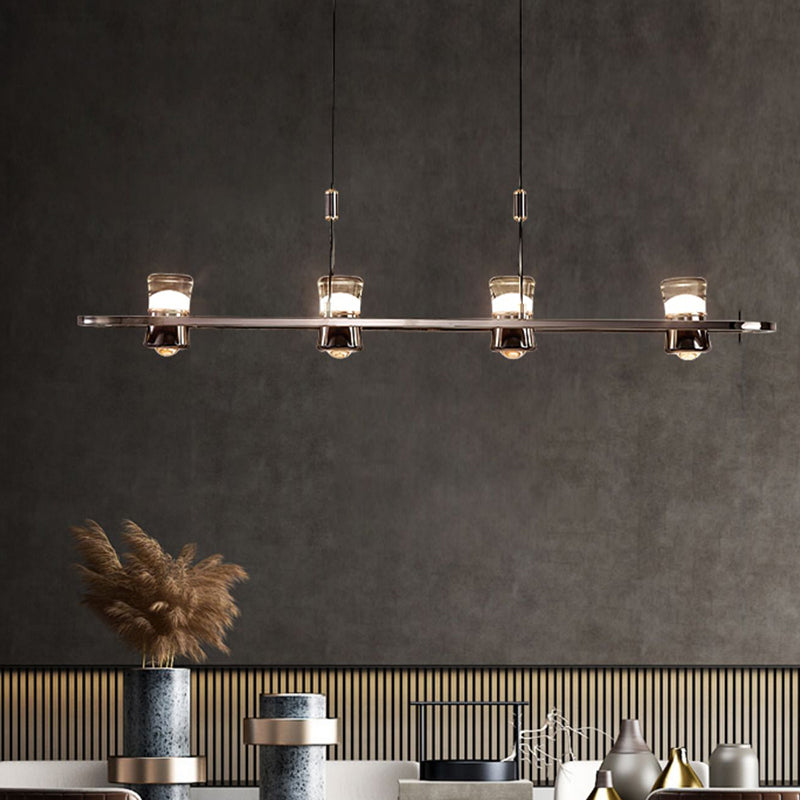 Contemporary Hanging Light Metal Island Light Fixture in Black for Dining Room