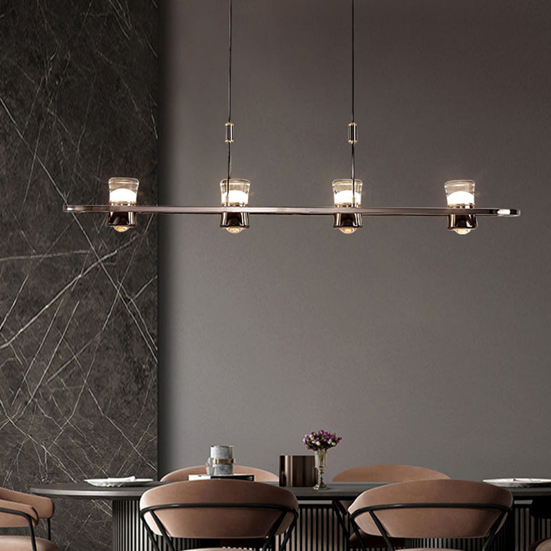 Contemporary Hanging Light Metal Island Light Fixture in Black for Dining Room