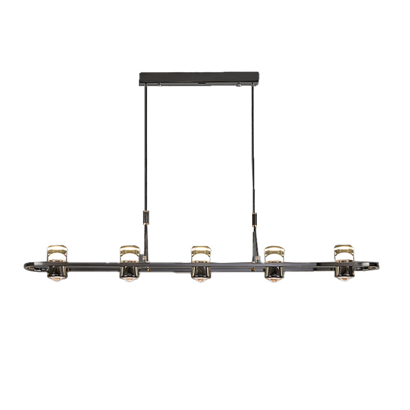 Contemporary Hanging Light Metal Island Light Fixture in Black for Dining Room