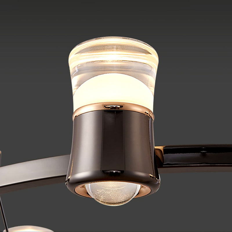 Contemporary Hanging Light Metal Island Light Fixture in Black for Dining Room