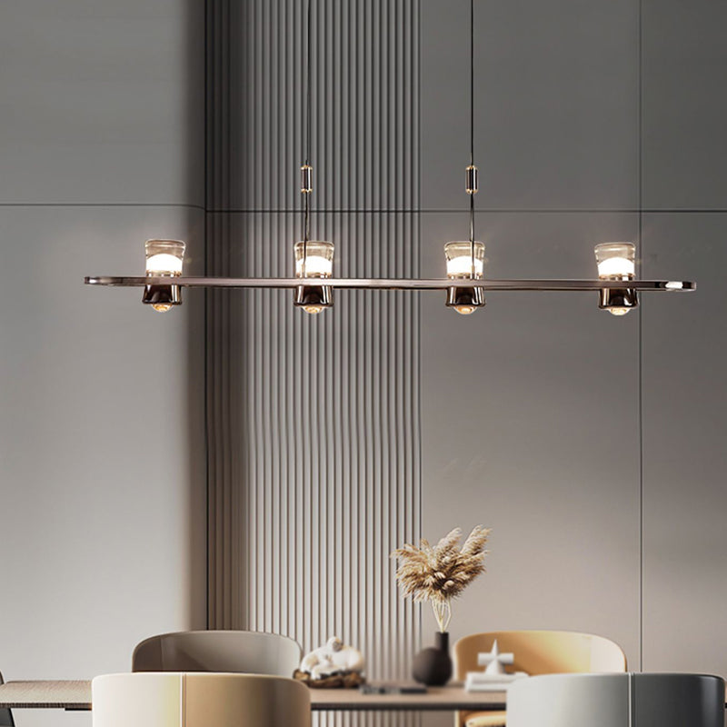 Contemporary Hanging Light Metal Island Light Fixture in Black for Dining Room