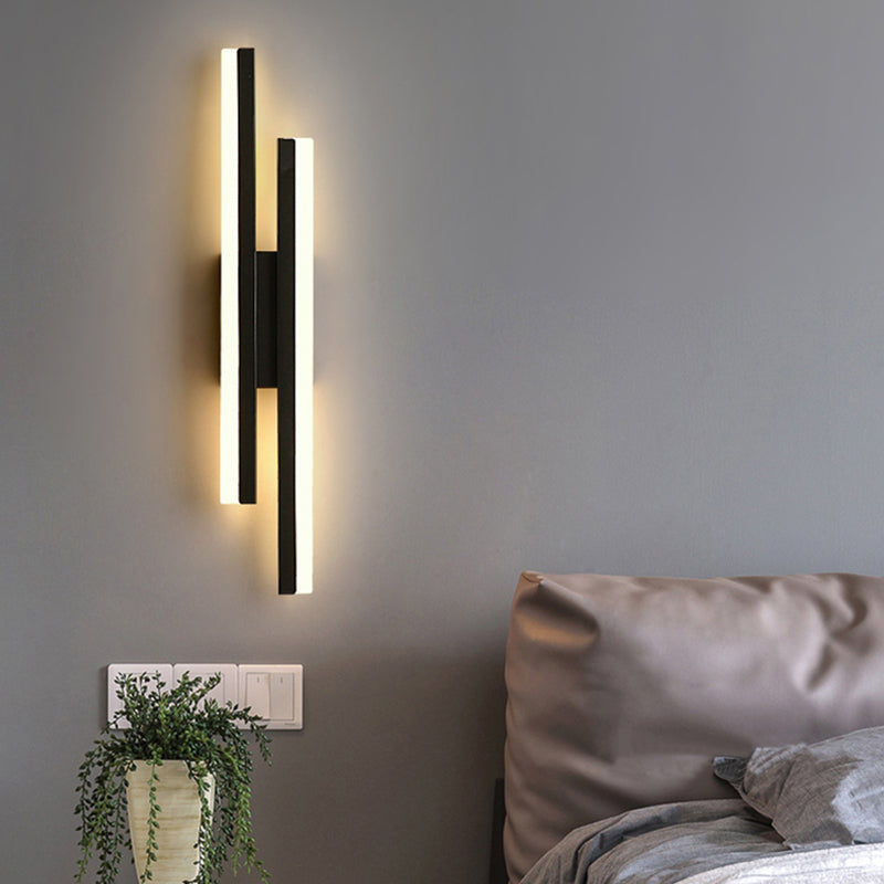 Metal Linear Shape Wall Sconce Modern Style 2 Lights Wall Light Sconce