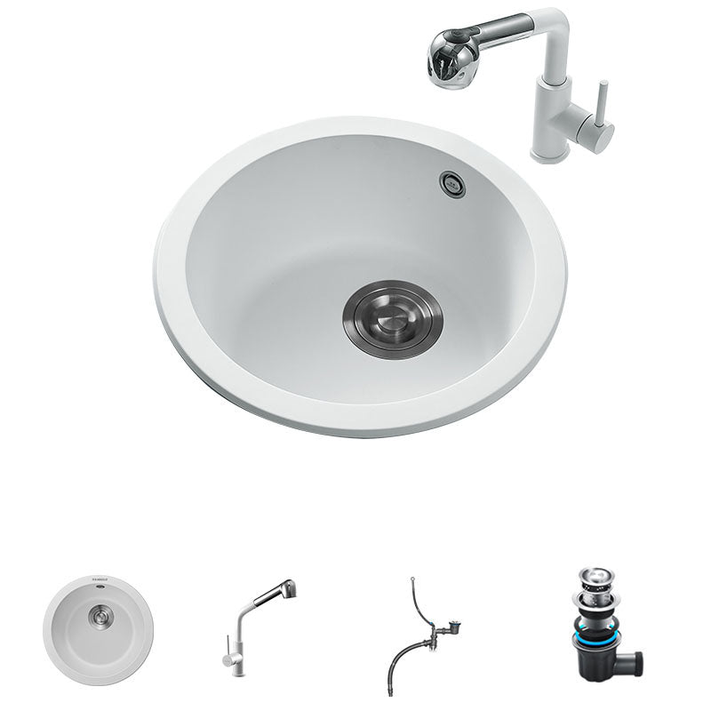 Quartz Kitchen Sink Round Single Basin Kitchen Sink with Drain Assembly